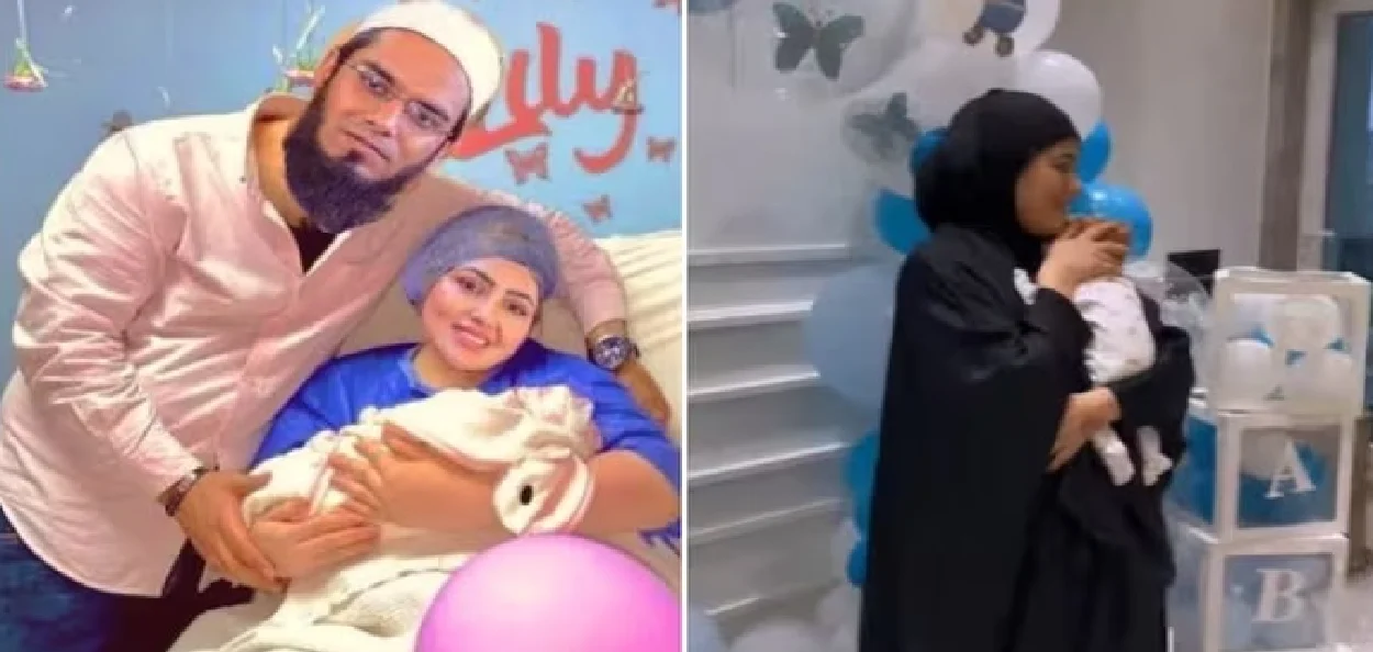 অভিনেত্ৰী ছানা খান তেওঁৰ স্বামী মৌলানা আনাছ ছাইদ আৰু পুত্ৰৰ সৈতে