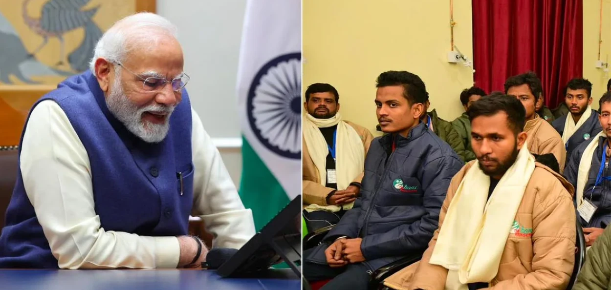 উদ্ধাৰ হোৱা শ্ৰমিকৰ সৈতে প্ৰধানমন্ত্ৰীৰ বাৰ্তালাপ