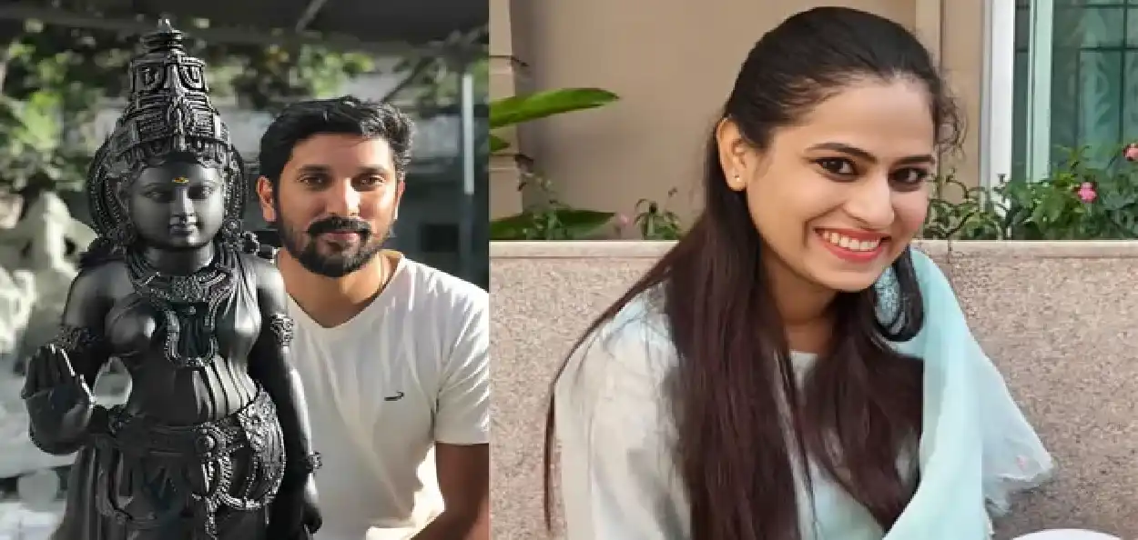 ভাস্কৰ্য শিল্পী অৰুণ যোগীৰাজ আৰু তেওঁৰ পত্নী বিজেতা