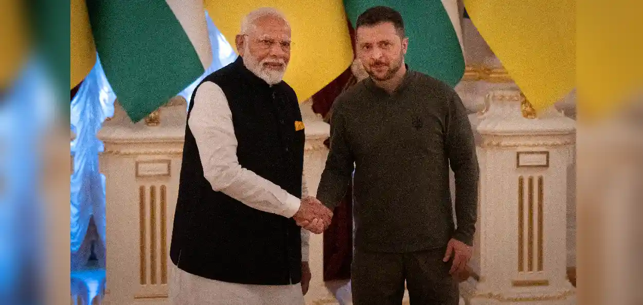 প্ৰধানমন্ত্ৰী নৰেন্দ্ৰ মোদী আৰু ইউক্রেইনৰ ৰাষ্ট্ৰপতি ভ'ল'ডিমিৰ জেলেনস্কি