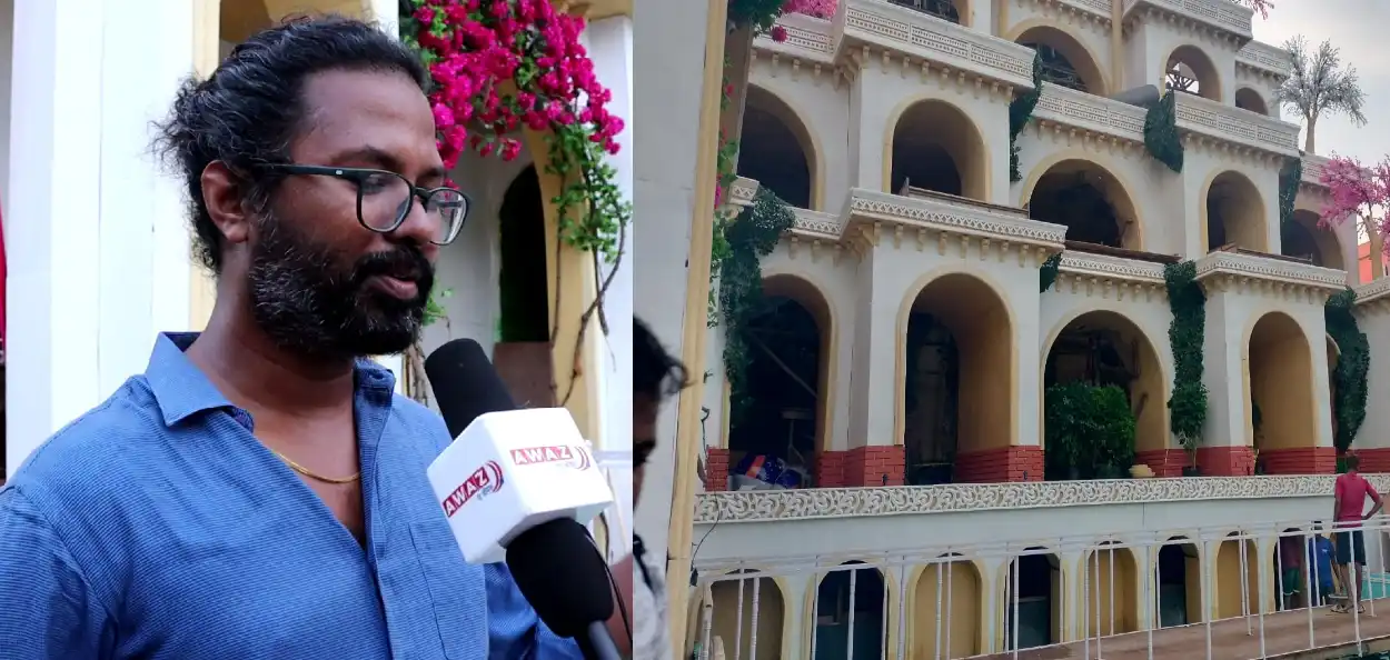  শিল্পী দীপ আহমেদ আৰু ঐতিহাসিক 'বেবিল'ন হেংগিং গাৰ্ডেন'ৰ আৰ্হিত তেওঁ নিৰ্মান কৰা পূজা মণ্ডপৰ এক দৃশ্য