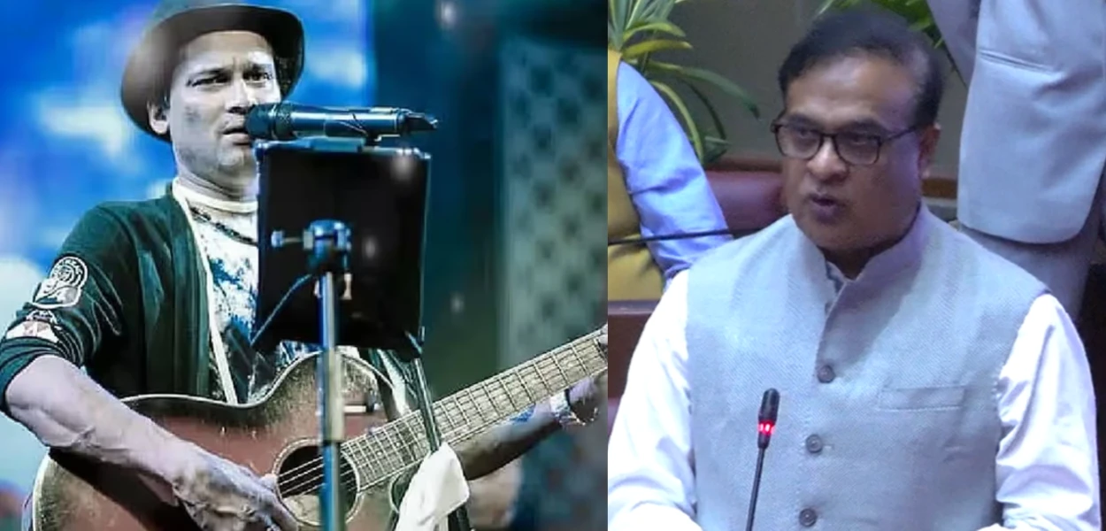 জুবিন গাৰ্গ; আৰু (সোঁফালে) হিমন্ত বিশ্ব শৰ্মা