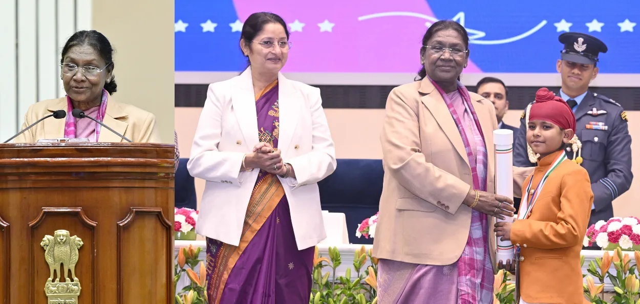নতুন দিল্লীত প্ৰধানমন্ত্ৰী ৰাষ্ট্ৰীয় বাল পুৰস্কাৰ প্ৰদান ৰাষ্ট্ৰপতি দ্ৰৌপদী মুৰ্মুৰ