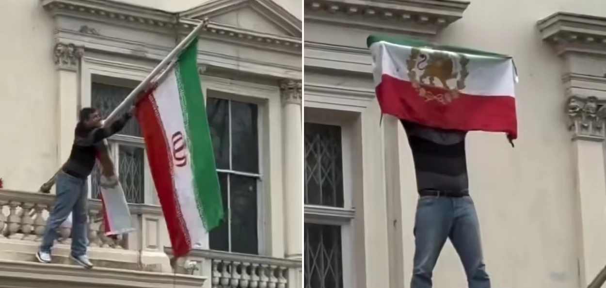 খামেনেইৰ বিৰুদ্ধে বিদ্ৰোহৰ জুই; লণ্ডনৰ দূতাবাসৰ পৰা আঁতৰাইছে পতাকা
