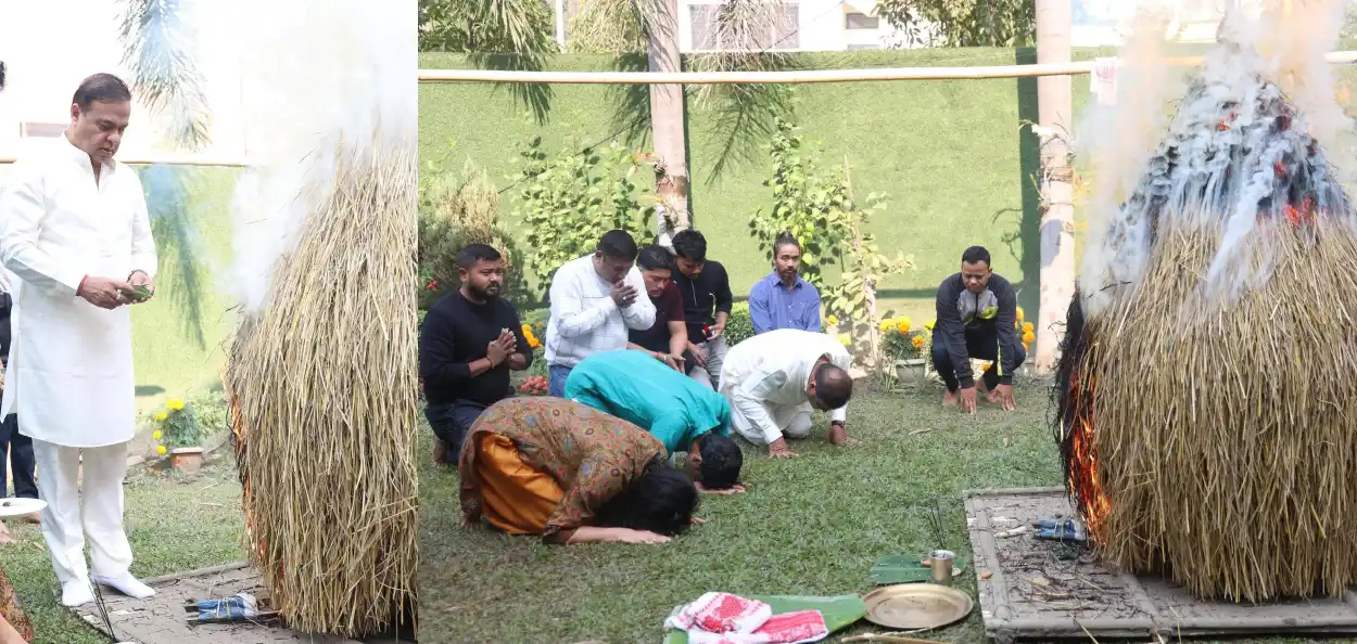 পত্নী-পুত্ৰৰ সৈতে মেজি জ্বলাই ভোগালী বিহু উদযাপন কৰিলে মুখ্যমন্ত্ৰীয়ে