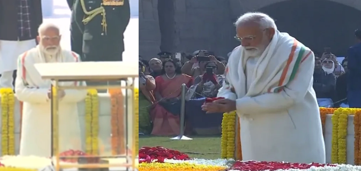 মহাত্মা গান্ধীৰ ৭৮ সংখ্যক মৃত্যু বাৰ্ষিকীত ৰাজঘাটত প্ৰধানমন্ত্ৰী মোদীৰ শ্ৰদ্ধাঞ্জলি নিবেদন