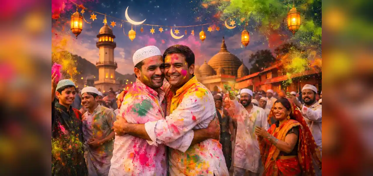 হোলী আৰু ৰমজানৰ সমন্বয়ৰ এক দৃশ্য (ছবি- কৃত্ৰিমবুদ্ধিমত্তা)