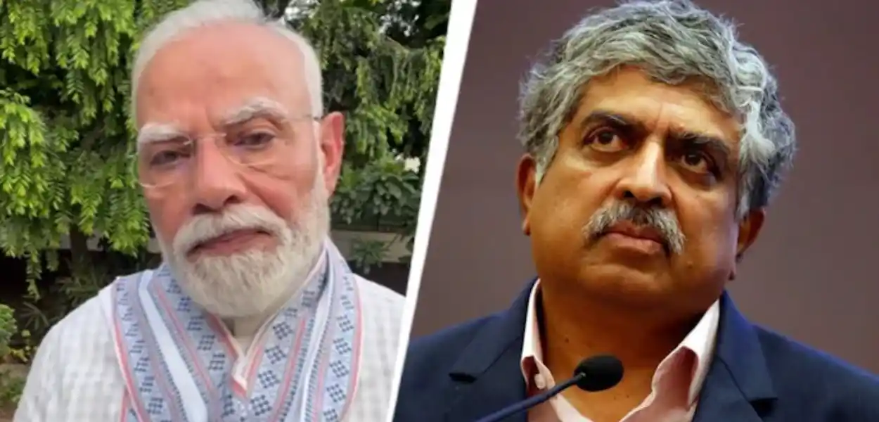 প্ৰধানমন্ত্ৰী নৰেন্দ্ৰ মোদী আৰুইনফ'ছিছৰ সহ-প্ৰতিষ্ঠাপক নন্দন নীলেকানী
