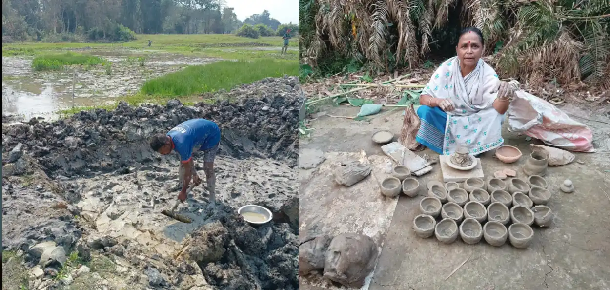 মৃৎশিল্পৰ কাম কৰি থকা মুহূৰ্তত