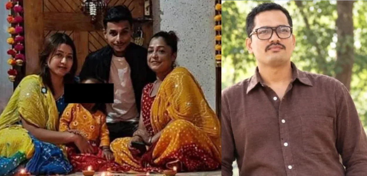 ভুক্তভোগী পৰিয়ালৰ সদস্য আৰু (সোঁফালে) ঘনকান্ত গগৈ